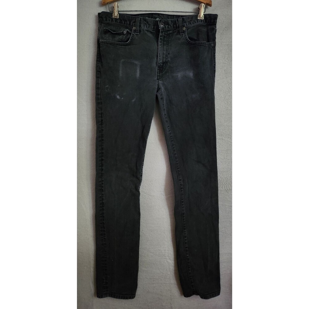 Vintage Eddie Bauer Jeans Mens 34x36 Slim Black Leather Patch Distressed Y2K